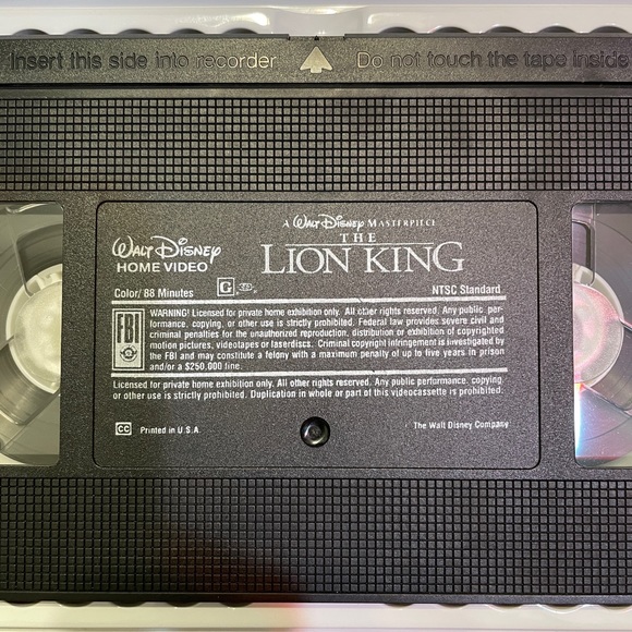 1994 Lion King Masterpiece Collection Original VHS Tape and Case -1994 Release - Picture 8 of 9